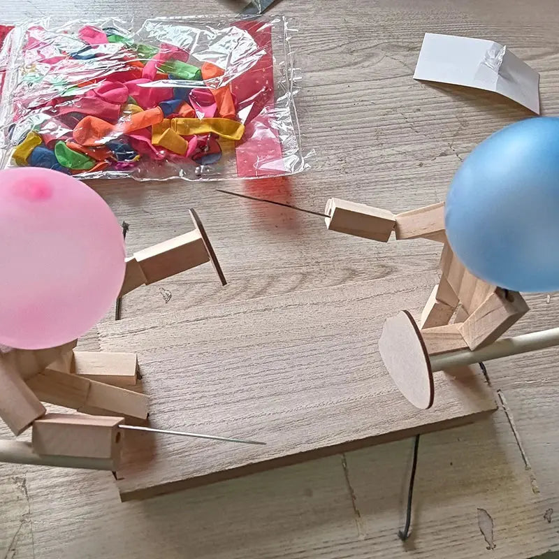 Fun Balloon Bamboo Man Battle Handmade Wooden Fencing Puppets Wooden Bots Battle Game Whack A Balloon for Party Game Children Shop1103835639 Store