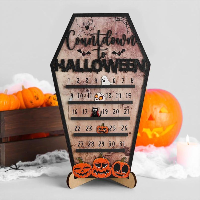 Halloween Countdown 2025 Calendar, Halloween Calendar, Halloween Advent Calendar, Coffee Bar Halloween Decor, Days Till Halloween, Coffin Decor, Fall Season Countdown