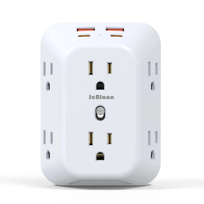 USB Wall Charger Surge Protector 6 Outlet Extender with 4 USB Charging Ports (2 USB C Outlet) , Wall Adapter Spaced for Home Berkshaw