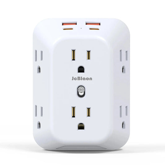 USB Wall Charger Surge Protector 6 Outlet Extender with 4 USB Charging Ports (2 USB C Outlet) , Wall Adapter Spaced for Home Berkshaw