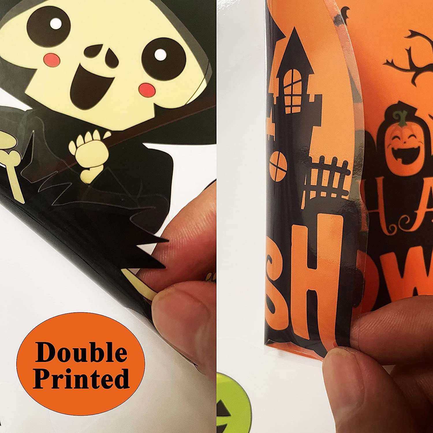 200PCS Halloween Window Clings Cute Halloween Window Clings Cute Pumpkin Witch Ghost