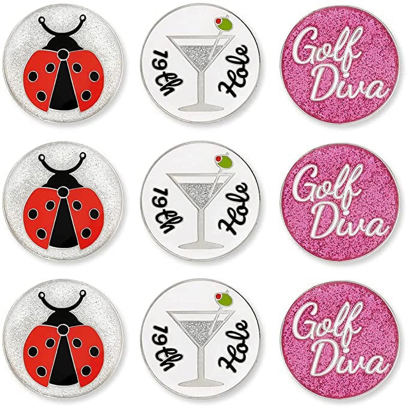 Golf Diva Magnetic Golf Ball Markers - Set of 9