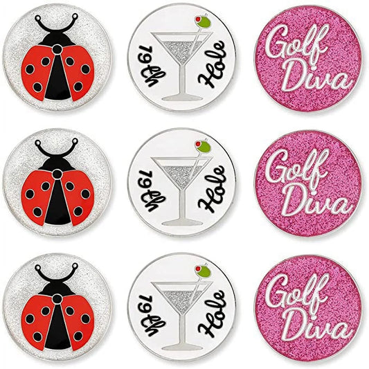 Golf Diva Magnetic Golf Ball Markers - Set of 9