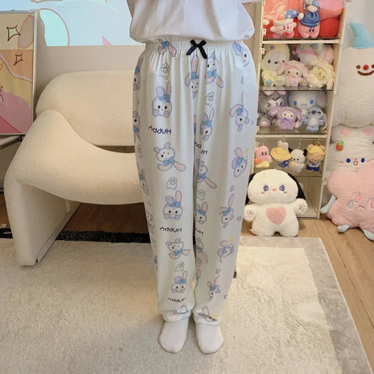 Sanrio Hello Kitty Summer Thin Pants Cotton Loose Lady Pajama Pant Pajama Trousers Cartoon Sleep Indoor Outdoor Lounge Wear Gift