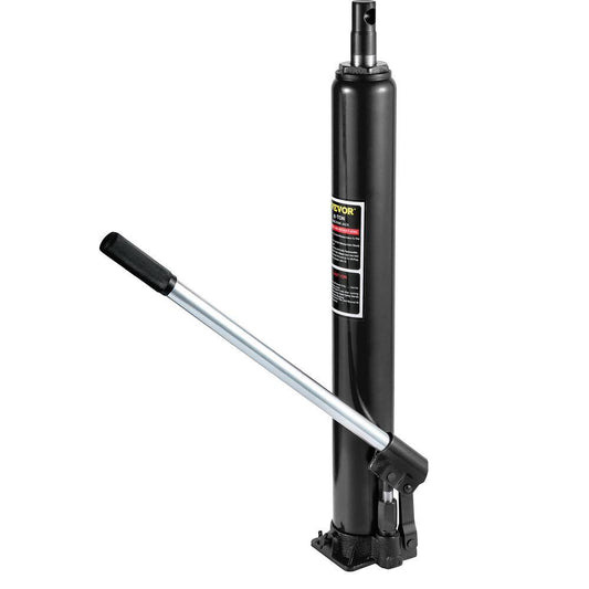 8-Ton 17636 Lbs. Black Hydraulic Long Ram Jack Manual Cherry Picker with Single Piston Pump, Clevis Base and Handle