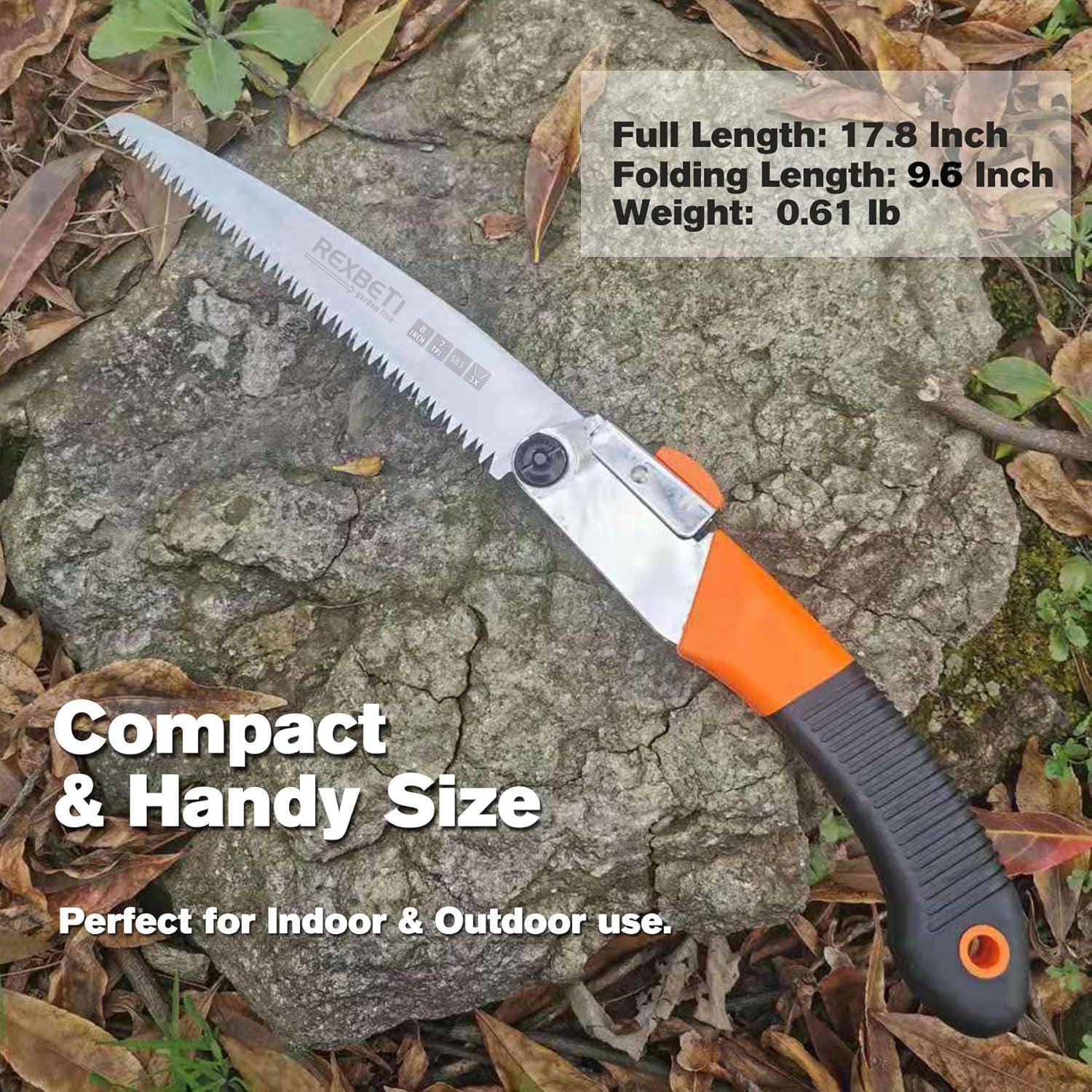 Folding Saw - 8 Inch Blade for Wood & Dry Wood Pruning, Compact Design, SK-5 Steel
