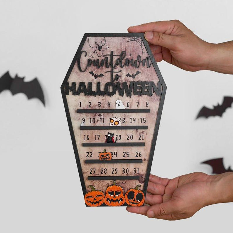 Halloween Countdown 2025 Calendar, Halloween Calendar, Halloween Advent Calendar, Coffee Bar Halloween Decor, Days Till Halloween, Coffin Decor, Fall Season Countdown