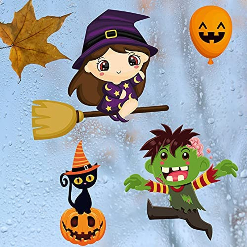 200PCS Halloween Window Clings Cute Halloween Window Clings Cute Pumpkin Witch Ghost
