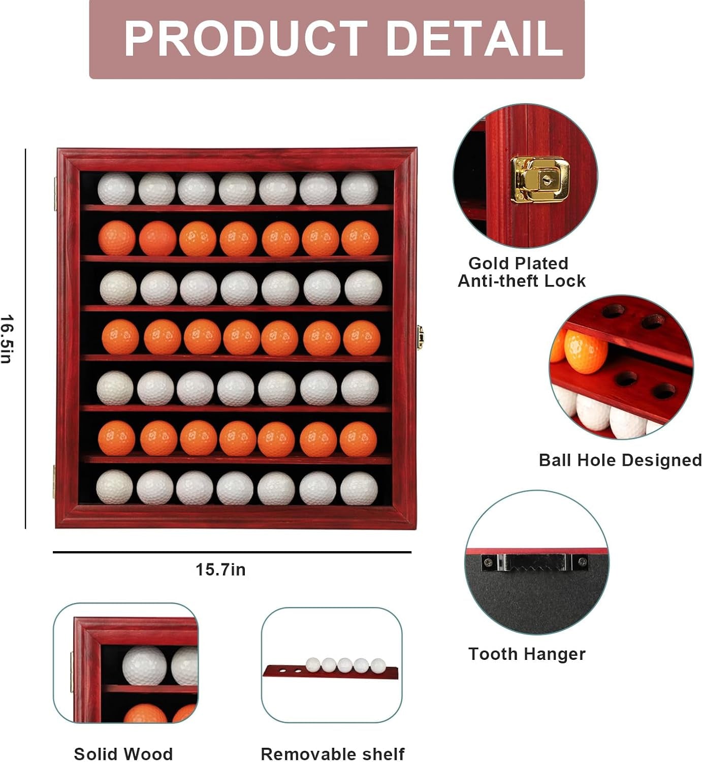 Golf Ball Display Case - Wall Mounted Holder with Glass Door, Ideal Gift for Golf Enthusiasts