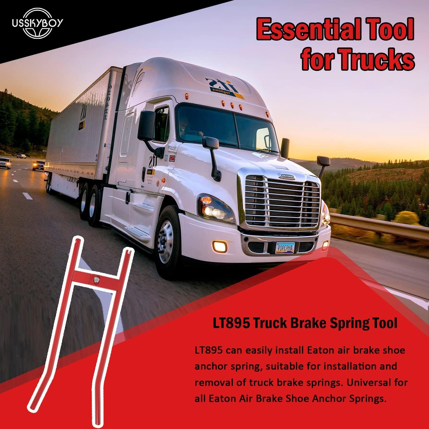 LT895 Truck Brake Spring Tool Brake Anchor Pin Spring Installer Brake Shoe Spring Installer for Eaton Truck