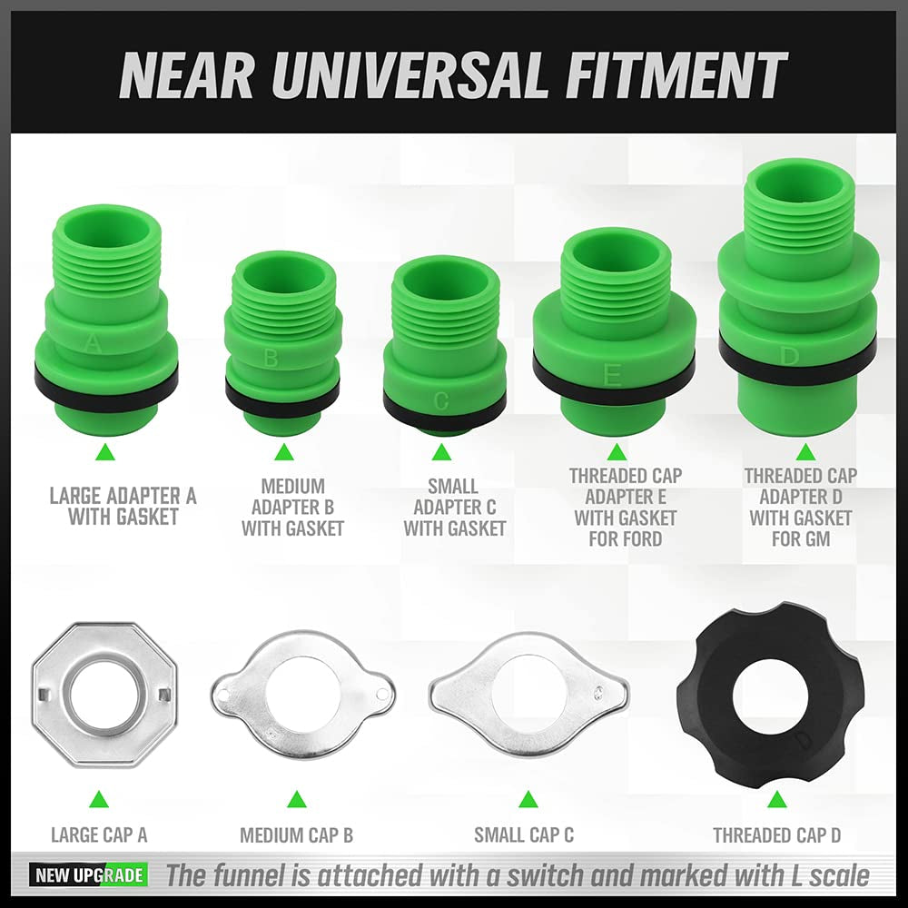 SWANLAKE No-Spill Coolant Funnel Kit,Spill Proof Funnel Bleeder with Adapters.Universal Fitment15Pcs.