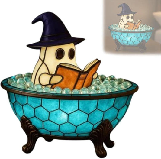 Ghost Bubble Bath Night Light – Halloween Handmade LED Lamp, Cute Spooky Decor for Bathtub & Party