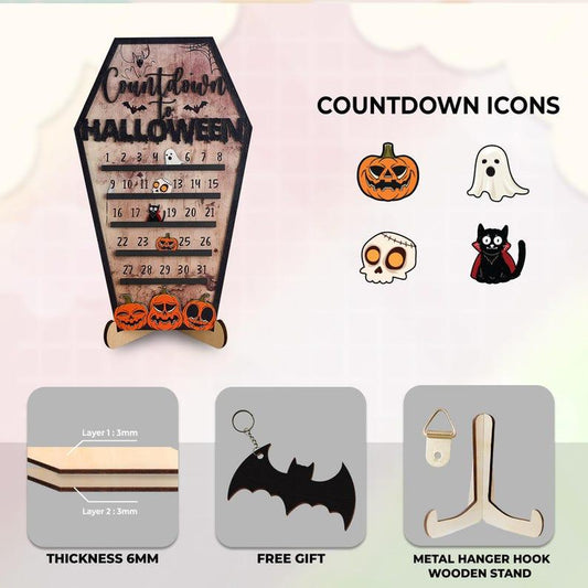 Halloween Countdown 2025 Calendar, Halloween Calendar, Halloween Advent Calendar, Coffee Bar Halloween Decor, Days Till Halloween, Coffin Decor, Fall Season Countdown