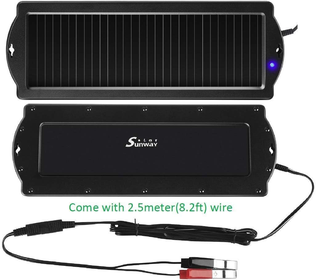 Car Battery Trickle Charger & Maintainer 12V Solar Panel Power Battery Charger with Cigarette Lighter Plug Battery Clamp for Car Automotive Motorcycle Boat Marine Snowmobile Watercraft RV