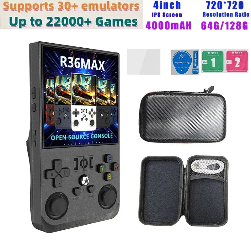 R36 Max Console 4inch IPS Screen Open Source Console Retro Pocket Video Player 64G/128G Up to 22000+ Games Handheld Game Players Berkshaw