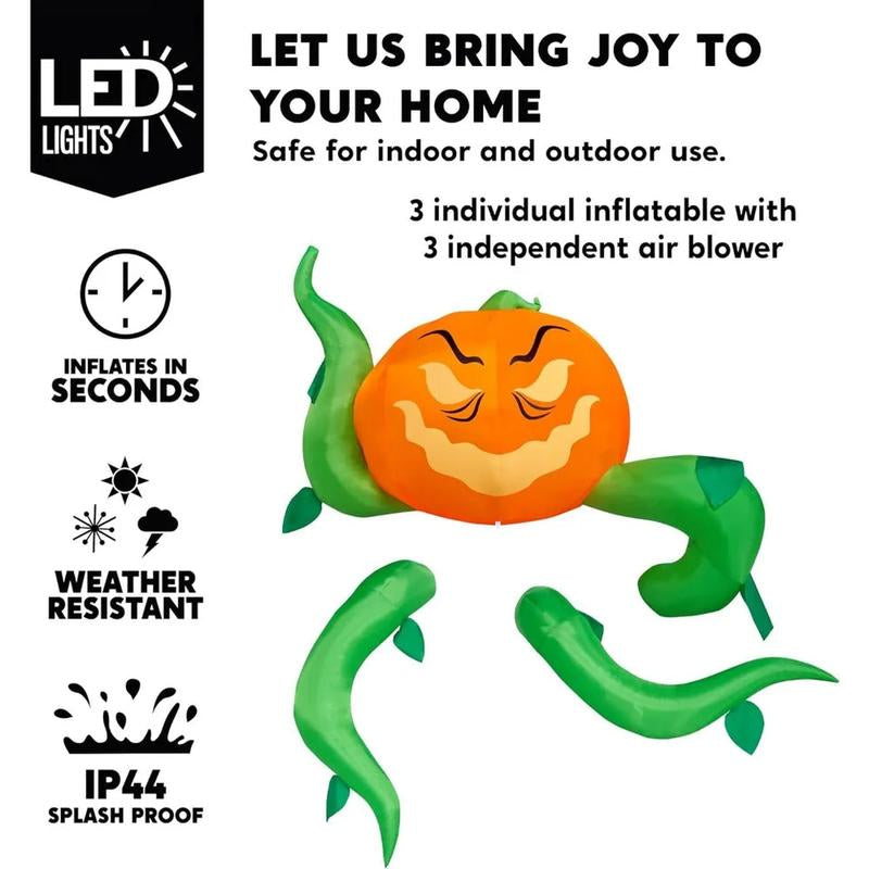 Halloween Window Decoration with Build-In Leds Halloween Inflatable Pumpkin Head with Tentacles Halloween Party Supplies Outside
