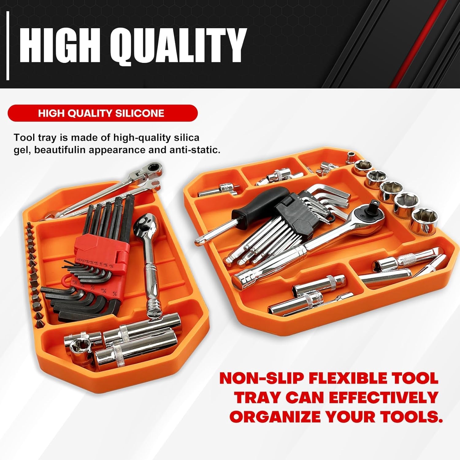 3 Piece Large Non-Slip Flexible Tool Tray,Silicone Rubber Tools Organizer,Non Slip Tool Holder Tray,Tool Organizer,Tool Storage,Tool Holder,Tool Mats