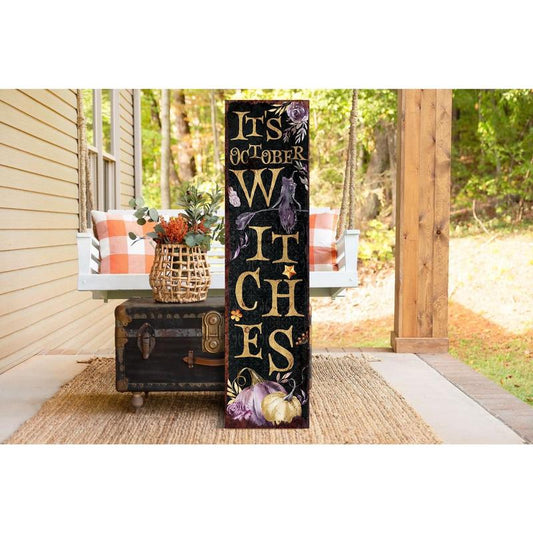 36In "It'S October Witches" Halloween Porch Sign - Front Porch Halloween Welcome Sign, Rustic Modern Farmhouse Entryway Decor