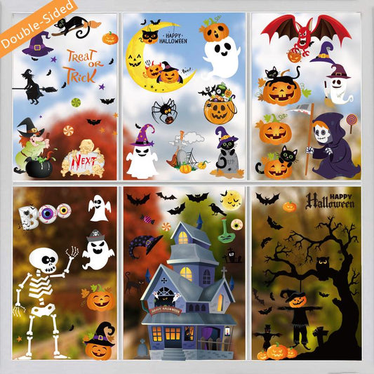 Halloween Window Clings Halloween Window Decorations Cute Pumpkin Ghost Halloween Window Stickers Halloween Window Decals for Halloween Party Decorations