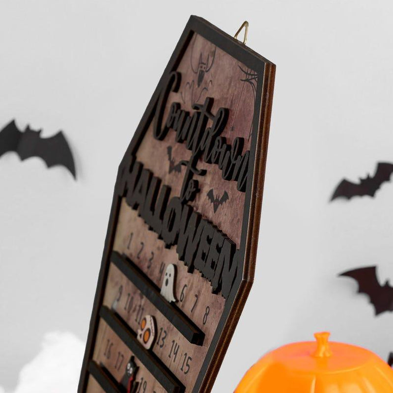 Halloween Countdown 2025 Calendar, Halloween Calendar, Halloween Advent Calendar, Coffee Bar Halloween Decor, Days Till Halloween, Coffin Decor, Fall Season Countdown