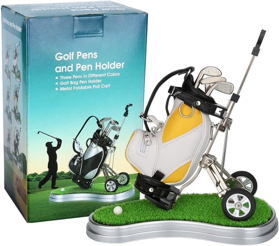 Golf Gifts for Men Golf Pen Holder Stocking Stuffers for Golfers Funny Gifts Unique Office Supplies Desk Decor, Gift for Birthday Christmas Golf Tournament for Boss Dad Husband Golf Lovers