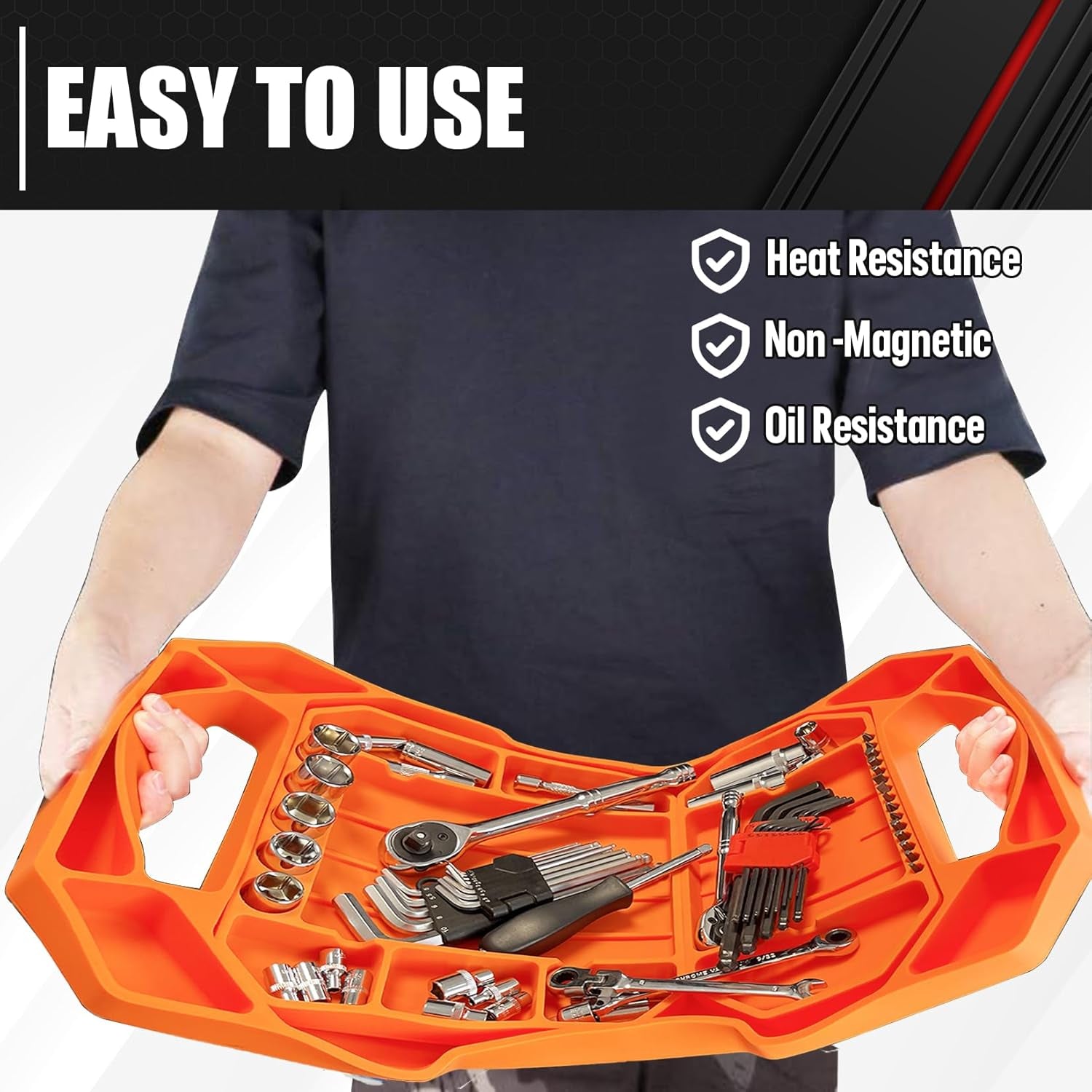 3 Piece Large Non-Slip Flexible Tool Tray,Silicone Rubber Tools Organizer,Non Slip Tool Holder Tray,Tool Organizer,Tool Storage,Tool Holder,Tool Mats
