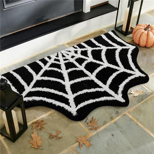 Spider Web Indoor Halloween Rug 2X3, Plush Cute Fun Bathroom Rugs Non Slip Kitchen Rug Washable, Halloween Throw Area Rugs