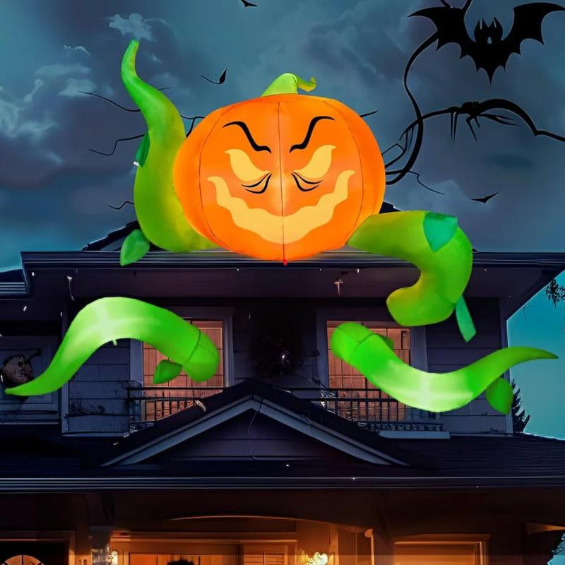 Halloween Window Decoration with Build-In Leds Halloween Inflatable Pumpkin Head with Tentacles Halloween Party Supplies Outside