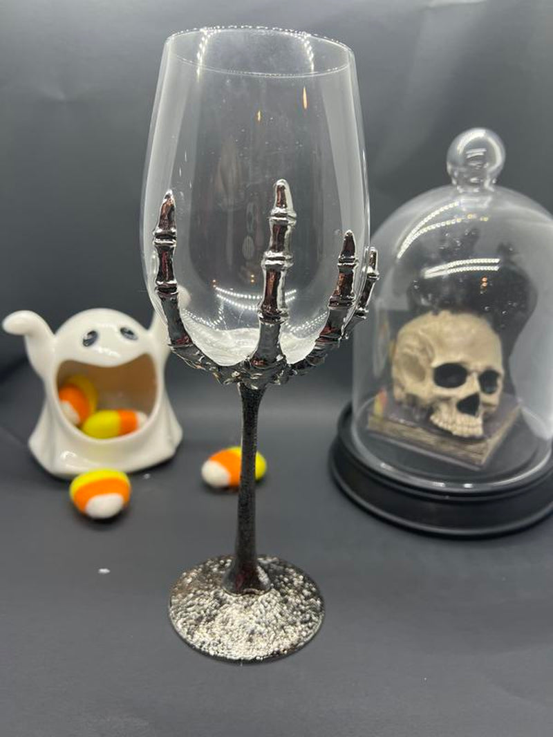 Halloween Wine Glass. Skeleton Skull Glass, Gothic Wine Glass, Halloween Party, Fall Party Home Decor, Halloween Glass,