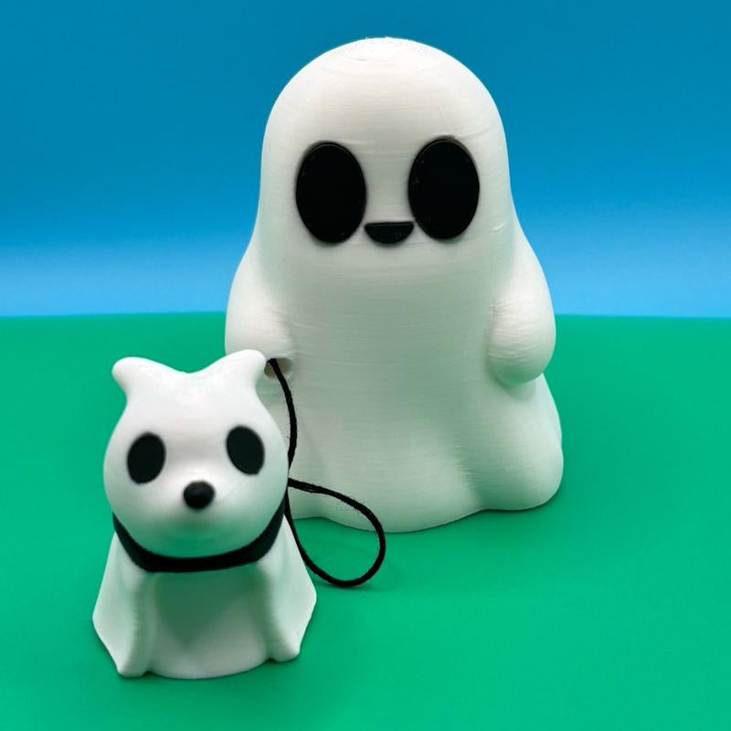 Cute Ghosts with Ghost Pets 3D Printed Figurines