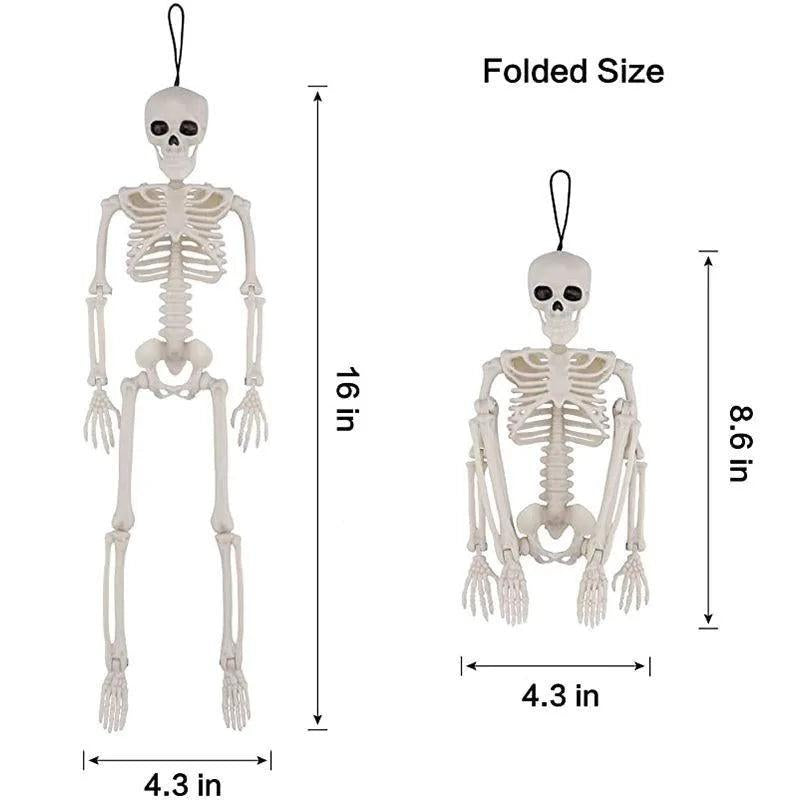 Halloween Movable Skeleton Plastic Realistic Human Full Body Skull Bones for Halloween Party Haunted House Graveyard Props Deco