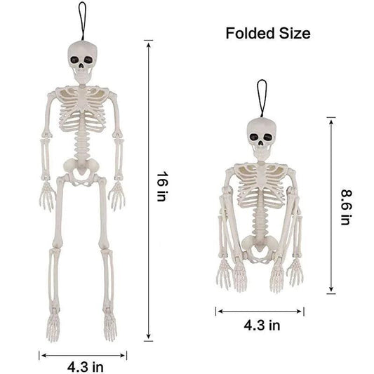 Halloween Movable Skeleton Plastic Realistic Human Full Body Skull Bones for Halloween Party Haunted House Graveyard Props Deco